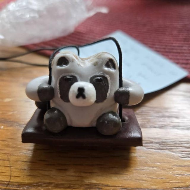 Swinging Raccoon Car Figurine, Cute Car Accessory, Animal Lover
