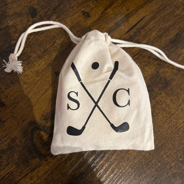 Personalised Golf Tee’s in Drawstring Bag, Golf Tee Bag, Initials ...
