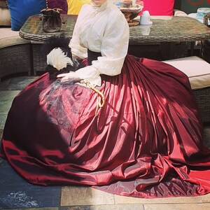 Ladies Victorian peasant mill worker 3pc costume fancy dress Dress Stewart shawl 