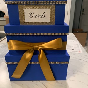 Royal Blue Card Box Centerpiece Blue 3 Tier Wedding Shower - Etsy