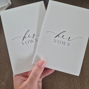 His And Her Vows, Bride and Groom Wedding Day Card, Minimalist Wedding Vows Card, Wedding Ceremony Card, Off White Ivory, Ellesmere