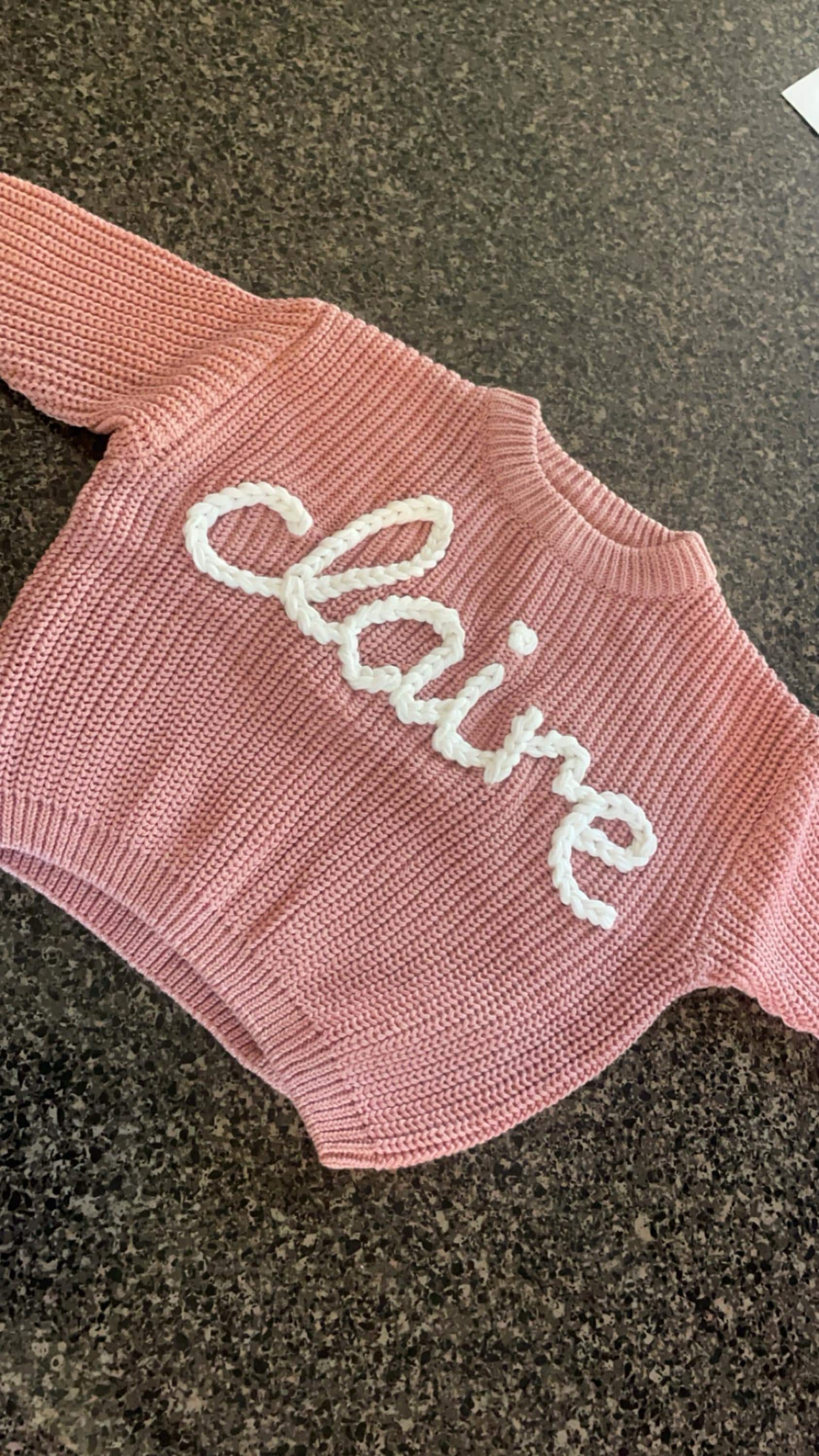 Custom Name Baby Sweater,Personalized Hand Embroidered Baby Sweater,Cute Baby Girls Sweater With Name,Baby Shower Gift,Christmas Gift Baby