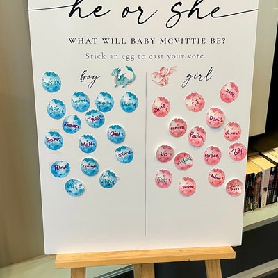 He or She Gender Reveal Board, What Will Baby Be, Cast Your Vote ...
