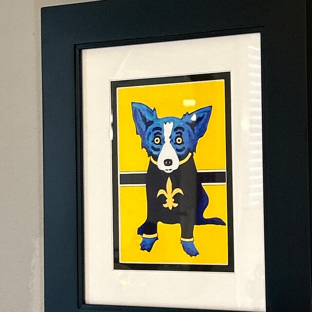 George Rodrigue Blue Dog Saints Postcard - Matted & Framed 11x13