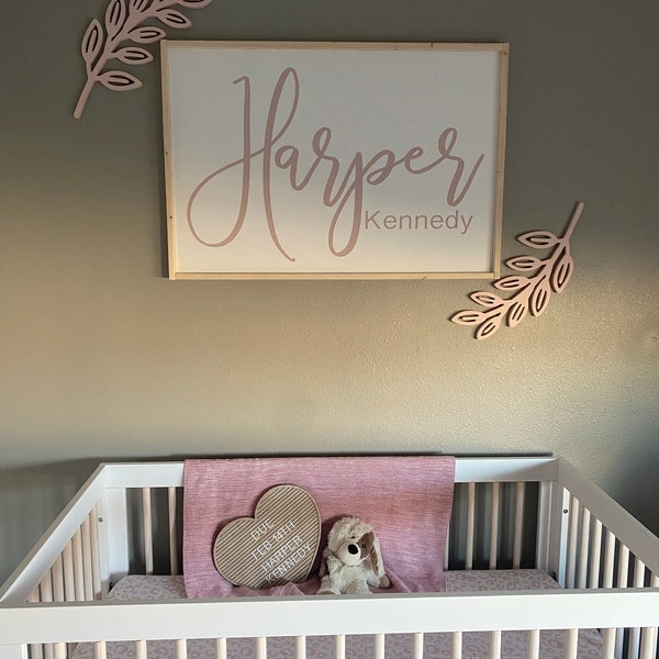 Custom Framed Wooden Nursery Sign | Name Sign | Baby Girl Name Decor ...