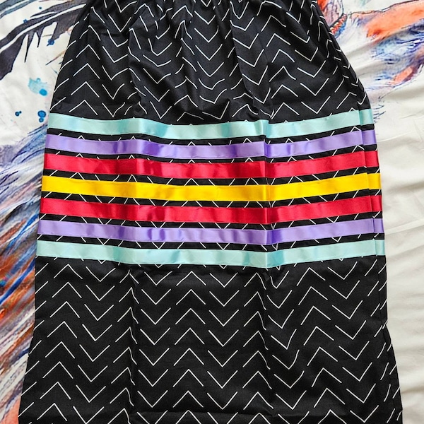 Modern Contemporary Black Ribbon Skirt