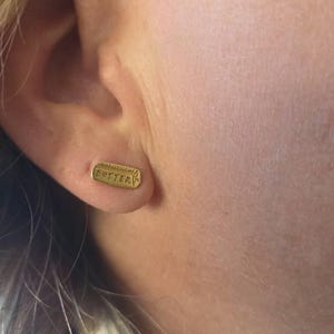 Customer photo, Stick of Butter Earrings