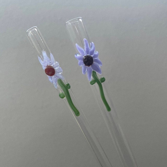 Sunflower GLASS STRAW Reusable Straws Eco Friendly Straw Glass Straws  Sunflower Straws Boba Straws Smoothie Straws Thin Straws 