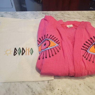 PEACH EVIL EYE KIMONOS WITH HANDWORK