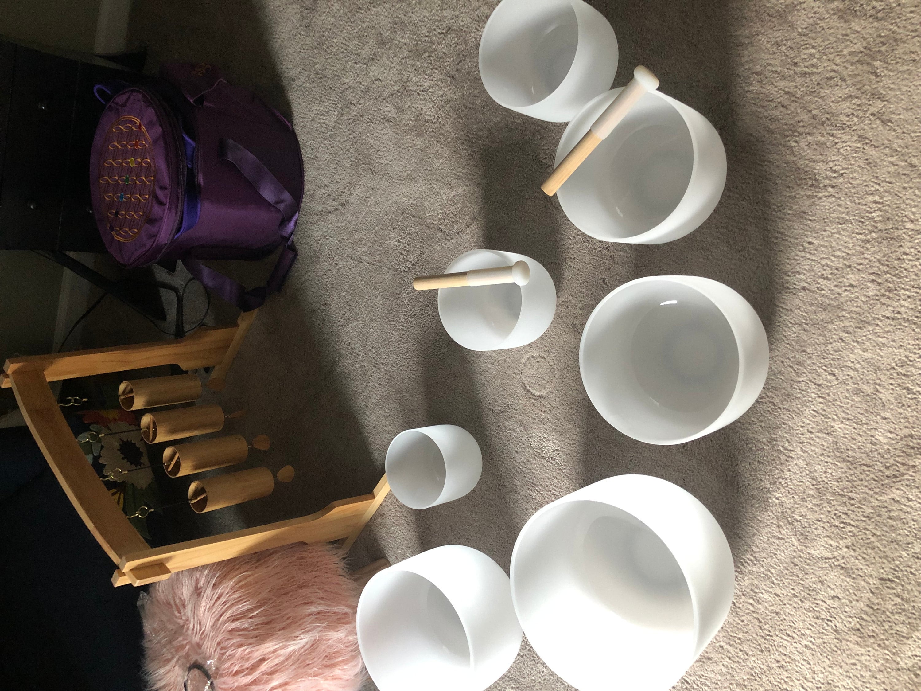 440hz Perfect Pitch Hand Crafted 6-12 Inch Crystal singing bowls set, 6+8+10+12inch set, 7+9+11inch set, 7 chakra