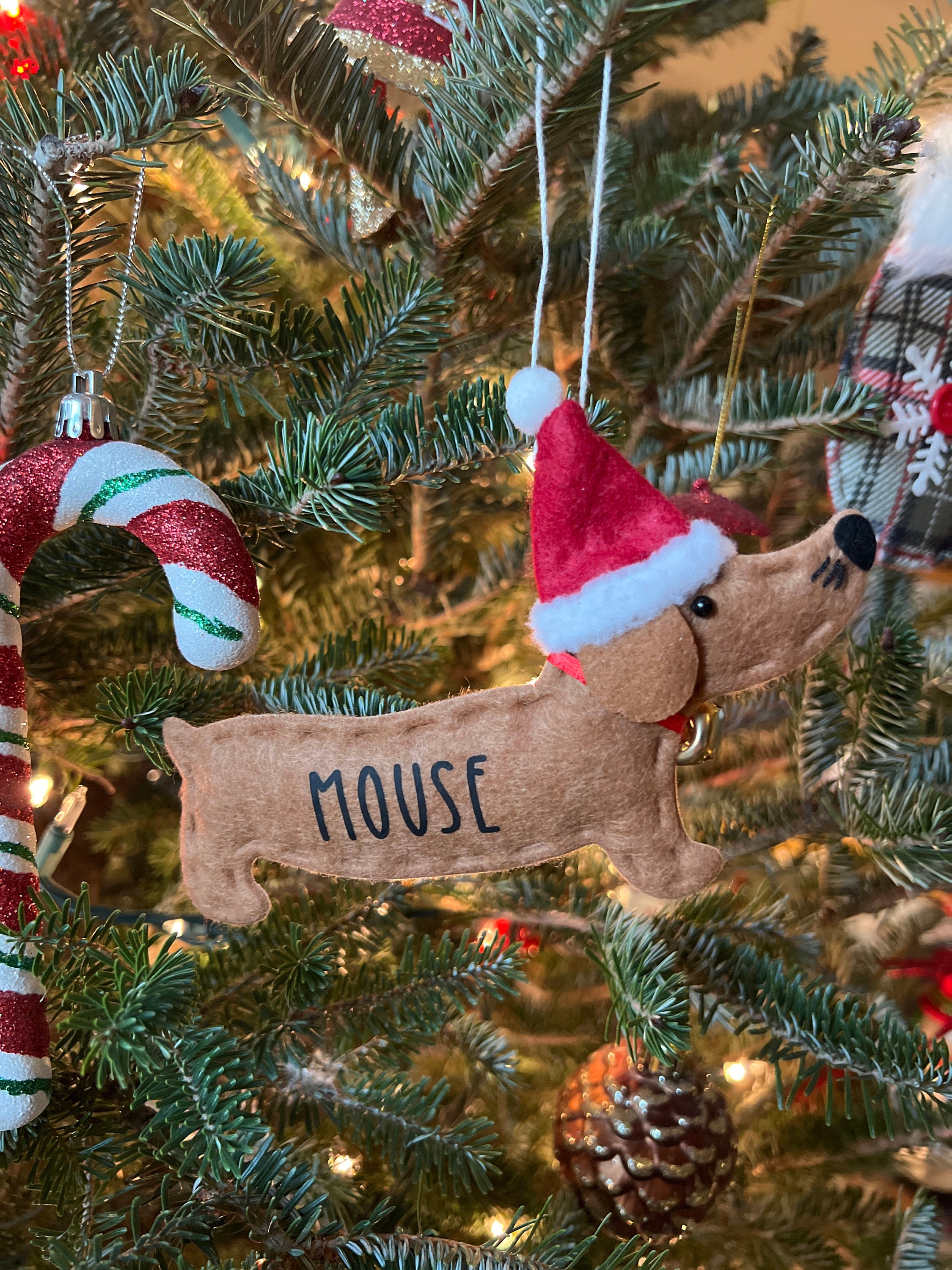 Personalized Dachshund dog Christmas ornament, sausage dog ornament, weiner dog ornament