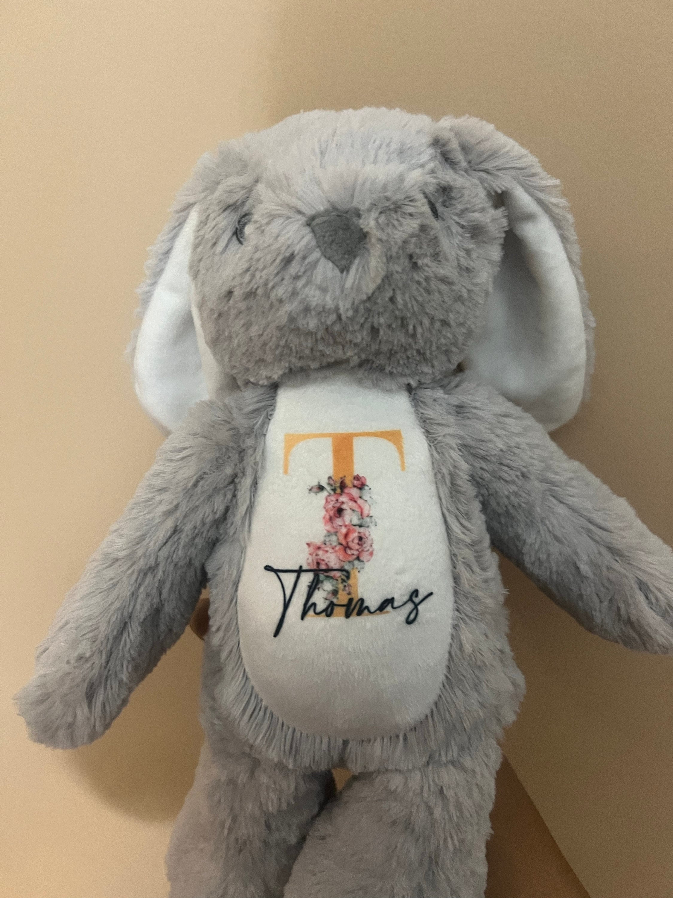 Personalised Bunny Rabbit, New Baby Gift, Personalised Plush Soft Toy, Your Name Teddy, Cuddly Toy, Girls and Boys Teddy Baby Shower Gift