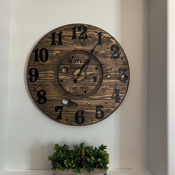 Farmhouse Wood Spool Wall Clock - 20