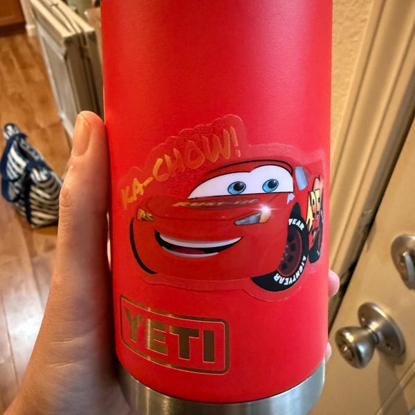 Disney Pixar Cars Sticker | Lightning Mcqueen Ka-chow Clear Sticker ...