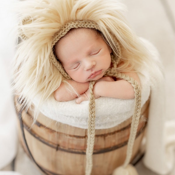 Newborn Knit Lion Costume: Baby Lion Hat With Ears, Knitted Diaper ...
