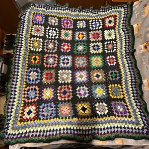Classic 1970s Granny Square Crochet Blanket Pattern, 50x65 Afghan