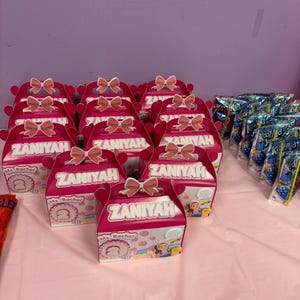 Rachel gable box/ party favors/ ms’s rachel/Cake Shaker Topper/ boy mss rachelbox custom treats/ Toppers/Party Favors/ Personalized stickers