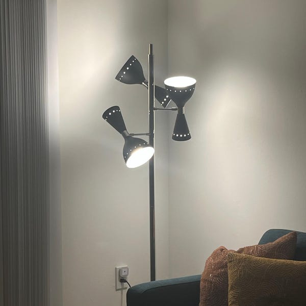 Mid-century Italian Style Brass Floor Lamp With Base and Cone-shaped ...