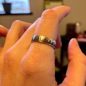 Personalized Silver Ring, Graduation Gift Gifts, Wedding Band, Forest Jewelry, Engraved Ring, Pine Tree Ring, Nature Accessories