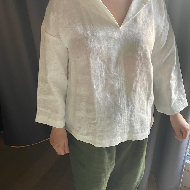Chemise en coton et lin plissée à col en V et manches courtes pour femme - Couleur unie - Chemisier de plage 2025 - Coupe ample - Vêtements d'été, 03-Gris, Moyen