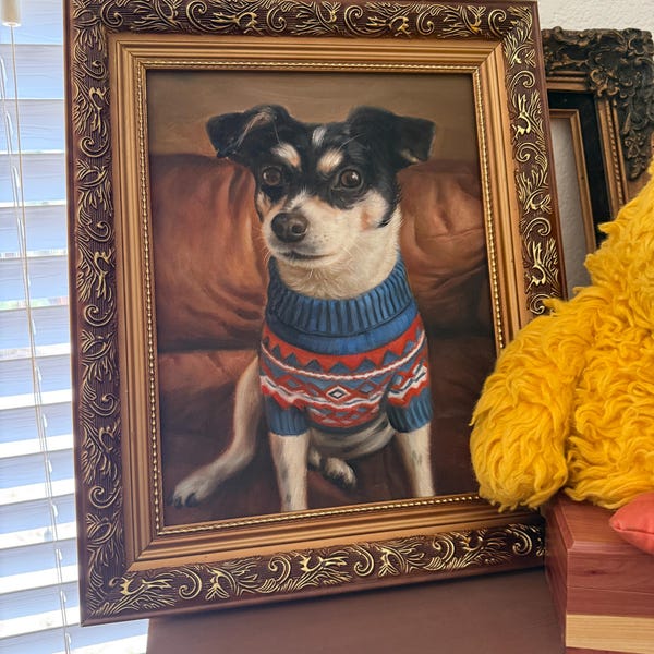 Custom Hand-painted Pet Portrait From Photo Dog Oil Painting on Canvas ...