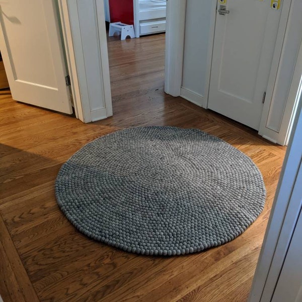 Round Felt Rug | Wool Circle Rug | Felt Ball Rug | Felt Carpet | Circle ...