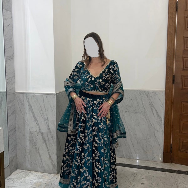 Silk Choli with Floral Print Lehenga Set