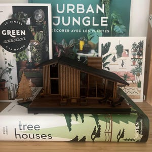 ミッドセンチュリーモダンミニチュアハウスキット – 家具付きDIY