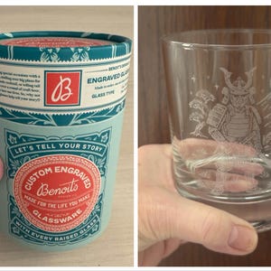 Samurai Glass | Laser Etched Warrior Pint | Engraved Gift for