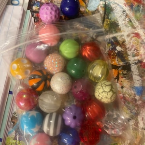 20mm Bubblegum Beads, Mixed Bubblegum Beads, Assorted Beads, Bulk, Chunky  Beads, Gumball, Girls Necklace 