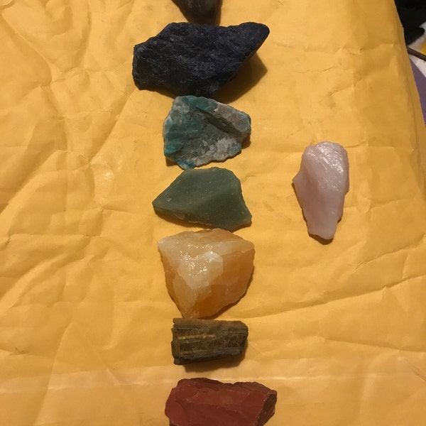 Raw Crystal 7 Chakra Set Seven Piece Chakra Stone Set 7 Seven Chakra ...