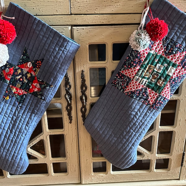 Christmas Stocking - Sewing Pattern - Modern Quilted Stocking PDF - 3 ...