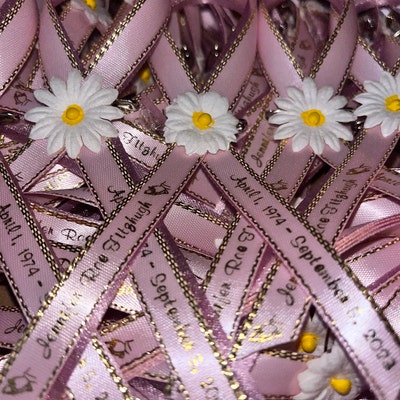 Cross Funeral Personalized Ribbon Pins/capias/customized Ribbon/baptism ...