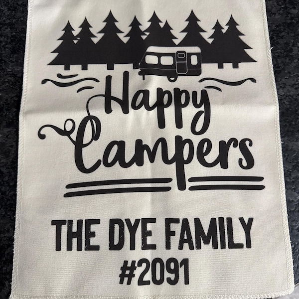 Personalized Camping Flag Sign - Gift Idea For Camping Lovers - Couple/Single Man/Woman With Up to 6 Pets - Let's Go Camping