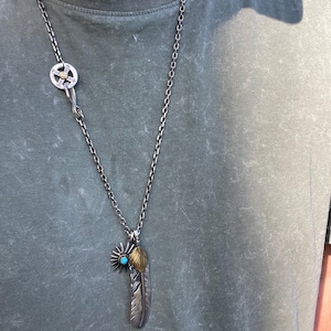 Japan Takahashi Goro Silver Feather Leather Necklace Right