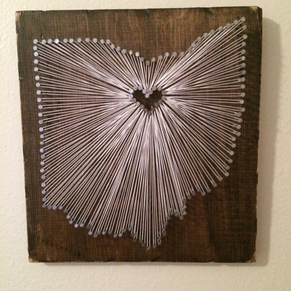 Ohio String Art, Ohio Decor, State String Art, Ohio Nail Art, Ohio Map ...