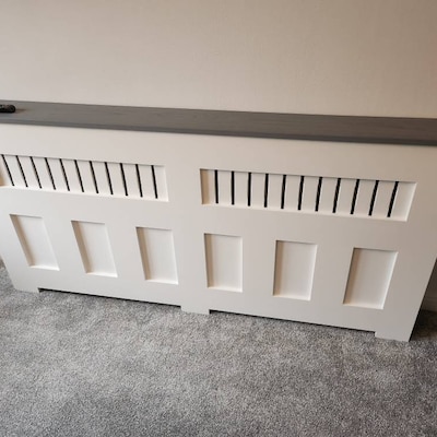 Bespoke Custom Radiator Cover Solid White Oak Top Grey Wash UK - Etsy