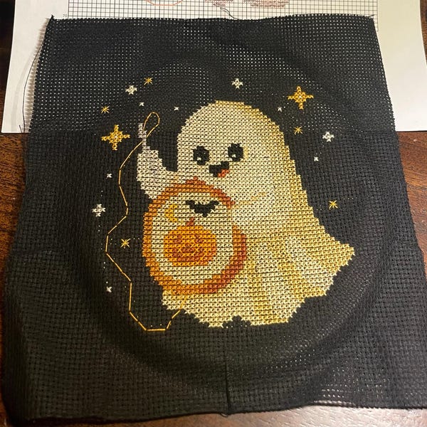 Tiny Halloween Cross Stitch Pattern Funny Ghost Embroidery Creepy Cute ...