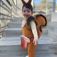 Eichhörnchen Kostüm-Set – Mit Ohren-Stirnband, Schwanz, Fliege & Garnrock Für Karneval, Halloween & Parties