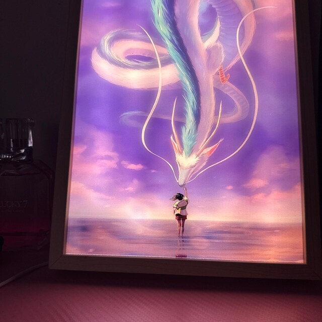 Spirited Away Light Painting: Chihiro and Haku LED Wall Art - Etsy