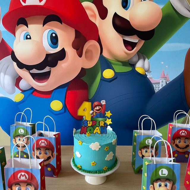 Super Cake Topper Mario Kart Princesa Peach Kong cifras de juguete Set de 6  suministros para fiestas de cumpleaños de dibujos animados Figura