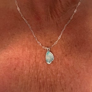 Customer photo from Ky, Raw Australian Opal Necklace with Paperclip Chain