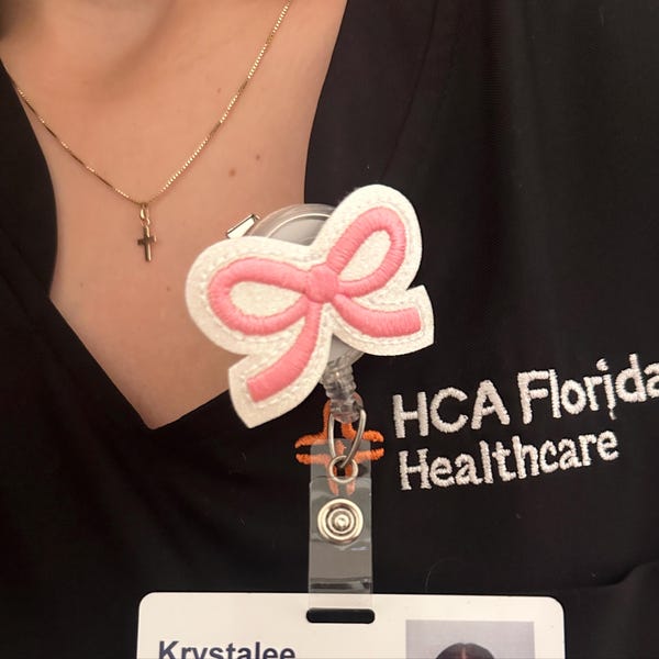 Pink Coquette Bow Badge Reel/retractable Badge Reel/nurse Badge Reel ...