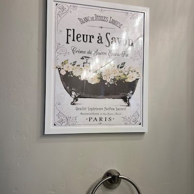 Set of 2 Black Floral French Bathroom Wall Art French Bathroom Wall ...