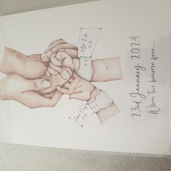 Twins Gift Print, Personalised Twins, Baby Holding Hands, New Parents ...