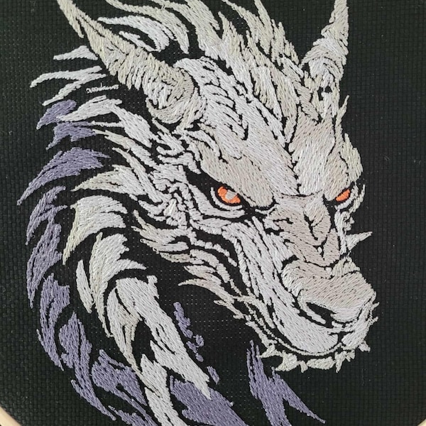 Mystic Dragon Head Embroidery Design - Power Emblem for Dark Fabric ...