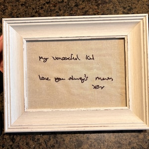 Handwritten Embroidery Art - Custom Framed Message from a Loved One wedding vows