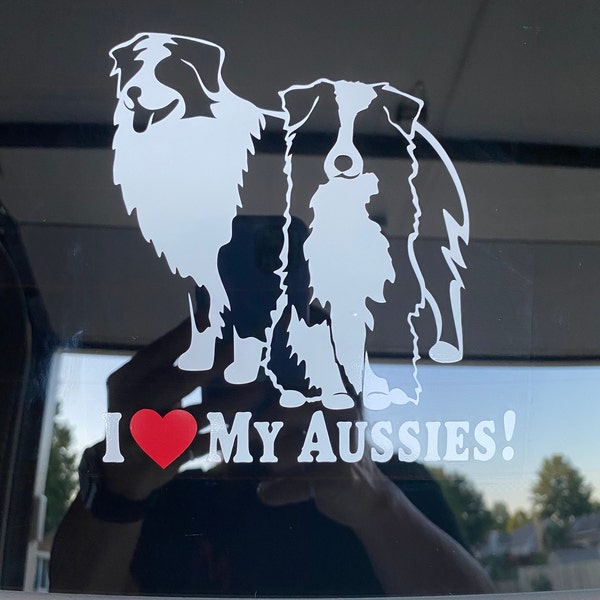 I Love My Aussies | DC1182HEA | High Quality Aussie Window Decal ...