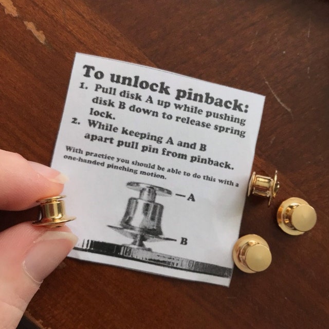 Packs of Enamel Pin Locking Pin Back Gold or Silver Spring Loaded No Tool Pin Back Clutch Top Hat Pinback