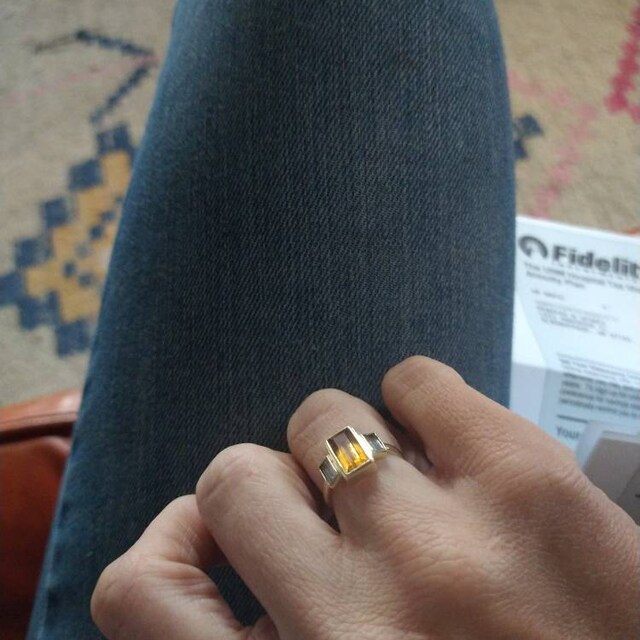 Citrine Baguette Gold Ring Citrine Ring Baguette Ring Citrine Gold Ring Gold Citrine Ring Champagne Citrine and White Sapphire Etsy
